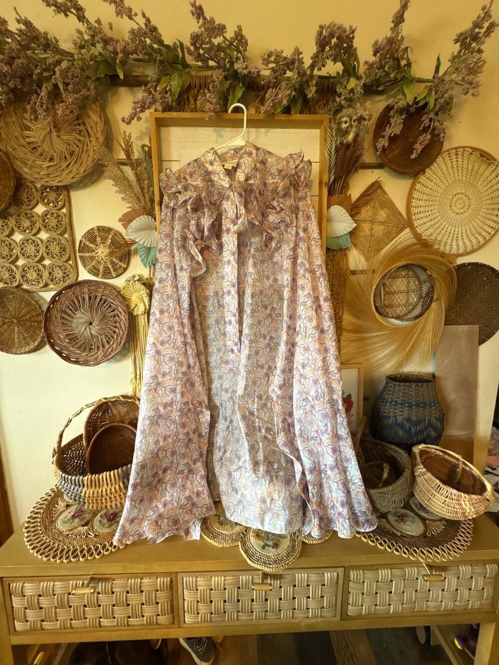 Maeve by Anthropologie Floral Print Ruffle Cape One Size
